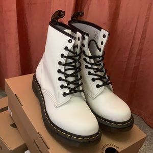 Womens Dr. Martens 1460 8-Eye Patent Boot - White